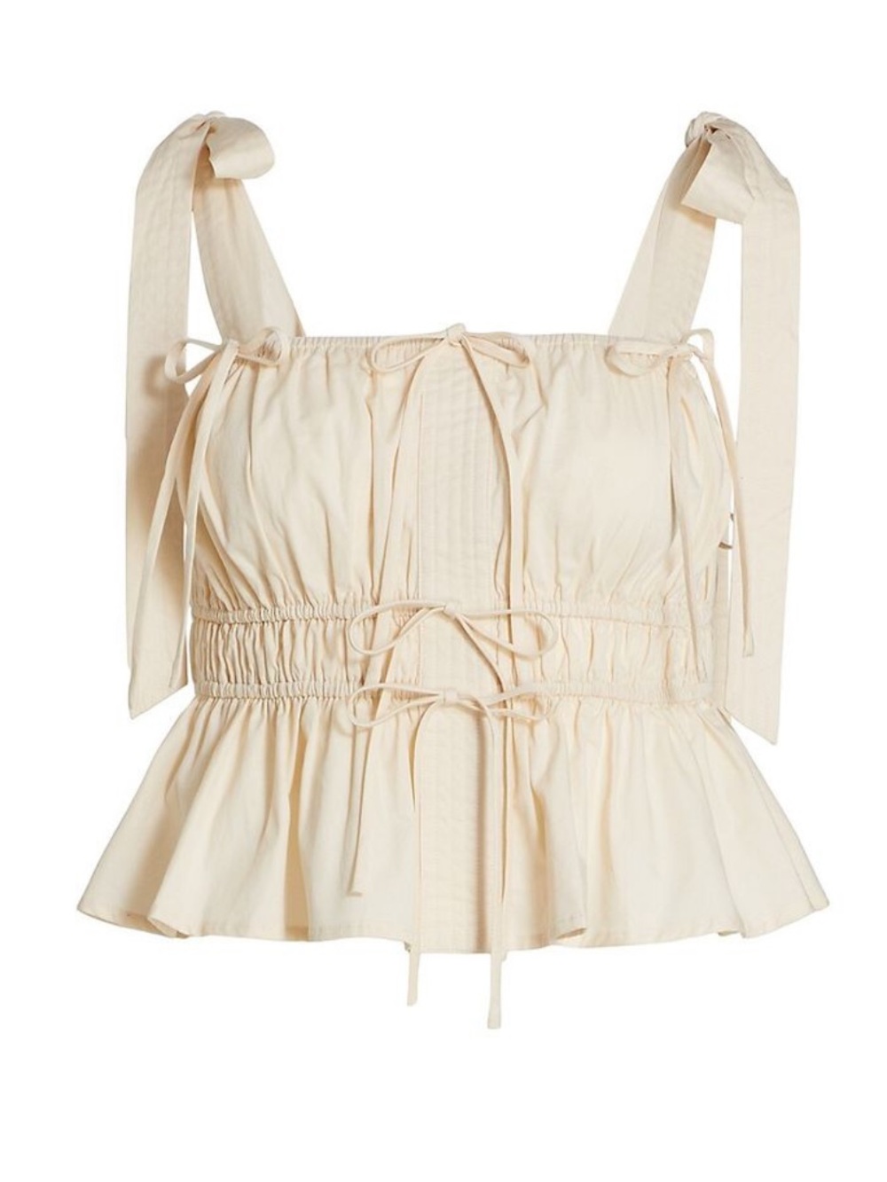 En Saison Cream Tie-Shoulder Peplum Camisole